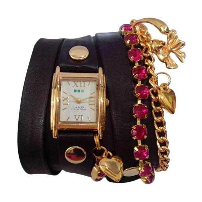 La Mer Special Edition Target Watch Black Ruby Crystal Charm LSE400