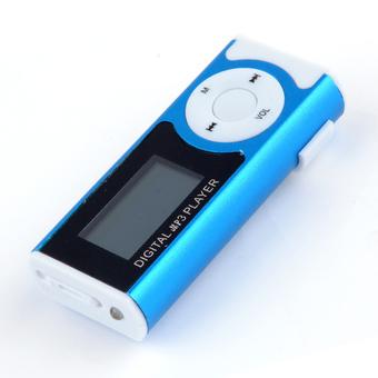 Linemart Digital LCD Screen Clip-On MP3 Player Rechargable Media Music Player with Micro SD Card Slot (Blue)  