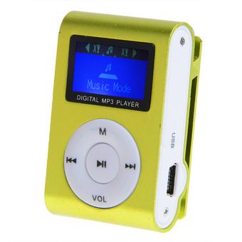 Linemart Mini Clip Metal Mp3 Player With LCD Screen + Micro / TF Slot For Mini SD Card Mp3 (Green)  