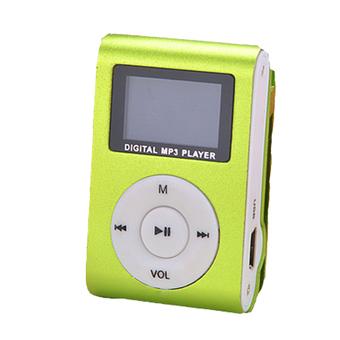 Linemart Mini MP3 Player Clip USB FM Radio LCD Screen Support for 32GB Micro SD (Green)  