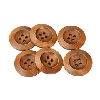Lovely 100PCS 27mm 4-Hole Round Wood Buttons for Sewing DIY Craft Textile  