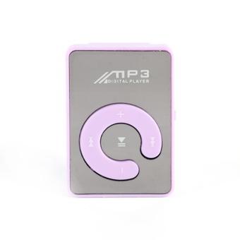 Mini 7 Colors Mirror Clip USB Digital Mp3 Music Player Support 8GB SD TF Card Purple  