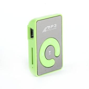 Mini 7 Colors Mirror Clip USB Digital Mp3 Music Player Support 8GB SD TF Card Green  