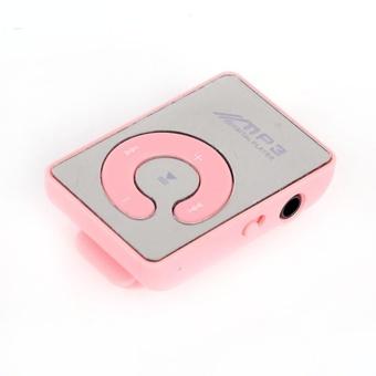 Mini 7 Colors Mirror Clip USB Digital Mp3 Music Player Support 8GB SD TF Card Pink  