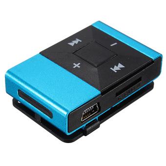 Mini Clip Metal USB MP3 Music Media Player Support 2-16GB Micro SD TF+Headphone Blue (Intl)  