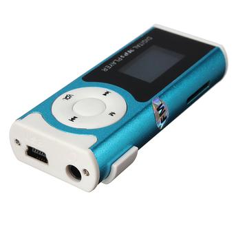 Mini USB Clip MP3 Player LCD Screen Support 16GB Micro SD TF Card With LED Light Blue (Intl)  