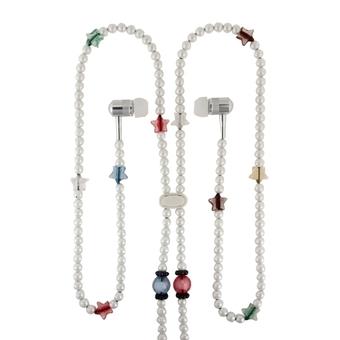 Multicolour Fashion Pearl Style In-ear Necklace Headphone(White) (Intl)  