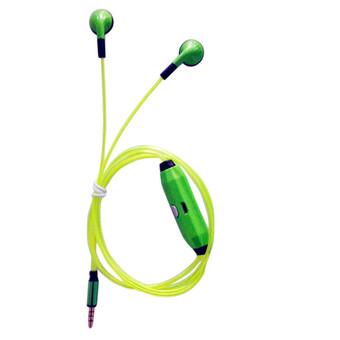 NEW Glow EL Flash Light Stereo Music Earphone Earbud Headset with Mic Flat (Green) (Intl)  