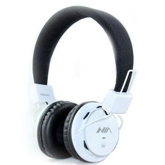 NIA Q8 Headset Bluetooth FM Radio & Slot Micro SD - Putih  