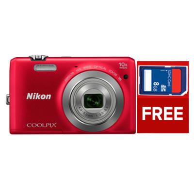 Nikon Camera Digital COOLPIX S6700 - Merah + SDHC MEMORY 8GB