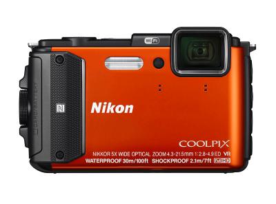 Nikon Coolpix AW130 Waterproof Orange Kamera Pocket + Memory Sandisk 8GB + Tas + Screen Guard