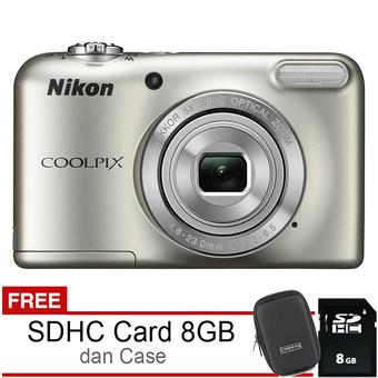 Nikon Coolpix L31 16.1MP - 5x Optical Zoom - Silver - Gratis SDHC 8GB + Case  