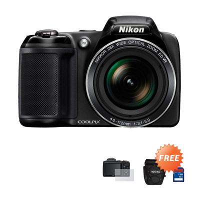 Nikon Coolpix L340 Hitam Kamera Pocket [20.2 MP] + SD Card 8 GB + Tas + Anti Gores LCD