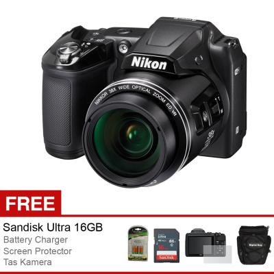 Nikon Coolpix L840 Kamera Pocket - Hitam [Wifi/NFC/16.0 MP/38x Optical Zoom] + Free Accessories Kamera