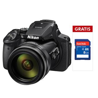 Nikon Coolpix P900 - 16MP - 83x Optical Zoom - Hitam + Gratis SDHC 8GB  