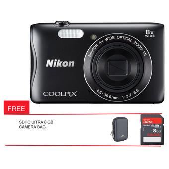 Nikon Coolpix S2900 - 20MP - Black + Gratis SDHC Ultra 8GB + Case  