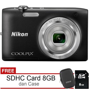 Nikon Coolpix S2900 - 20MP - Hitam + Gratis SDHC 8GB + Case  