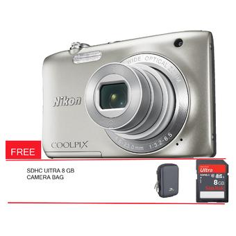 Nikon Coolpix S2900 - 20MP - Silver + Gratis SDHC Ultra 8GB + Case  