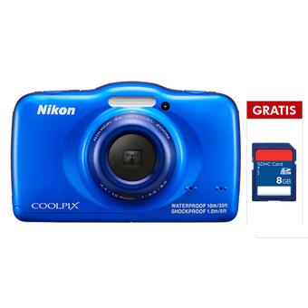 Nikon Coolpix S32 Waterproof - Biru + Memori 8GB  