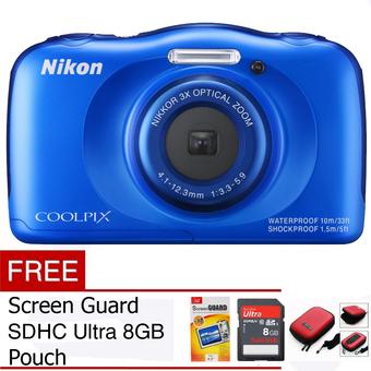 Nikon Coolpix S33 - Biru + Gratis Memory Card 8 GB Ultra + Screen Guard +Tas Camera  