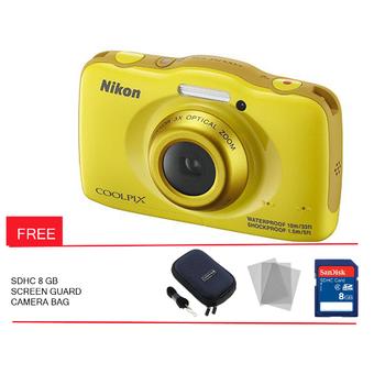 Nikon Coolpix S33 - Kuning Free Memory Card 8 GB + Screen Guard +Tas Camera  