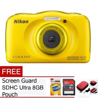 Nikon Coolpix S33 - Kuning + Gratis Memory Card 8 GB ultra + Screen Guard +Tas Camera  