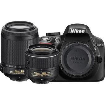Nikon D3300 24.2 MP Camera Twin Lens Kit Black 18-55mm + 55-200mm VR  
