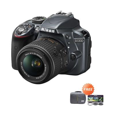 Nikon D3300 Kit 18-55mm VR II Black Kamera DSLR + Tas + Hoya Filter Kit