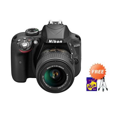 Nikon D3300 Kit 18-55mm VR II Hitam Kamera DSLR + Tripod + Memory Card 16GB