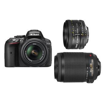 Nikon D5300 Black with 18-55mm VR II + 50mm f1.8G + 55-200mm VR  
