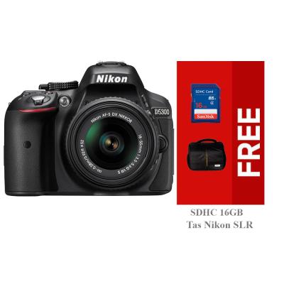 Nikon D5300 Kit (18-55mm VR) - Hitam + Sandisk SDHC 16GB + Tas Nikon SLR