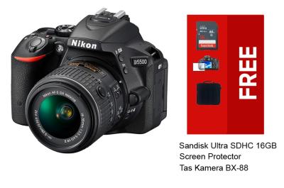 Nikon D5500 Kit 18-55mm VRII - 24 MP - Wifi - Touch Screen - Gratis Paket Accessories