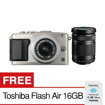 Olympus Digital Camera E-PL6 - 16MP - 14-42mm 40-150mm II R - Silver + Free Toshiba Flash Air 16GB  