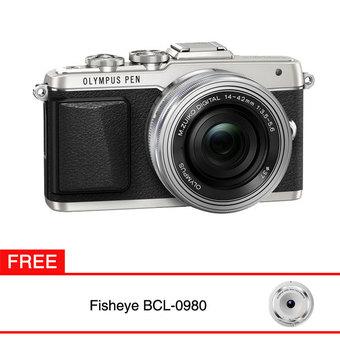 Olympus Kamera Mirrorless E-PL 7 - 14-42mm - 16 MP Hitam + Gratis Fisheye Putih  