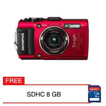 Olympus Kamera TG4 - 16 MP - Merah + Gratis SDHC 8 GB  