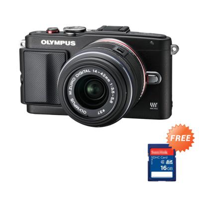 Olympus PEN E-PL6 Kit Lensa 14-42mm 2RK (G) Black Kamera Mirrorless + SDHC 16GB CLS 10