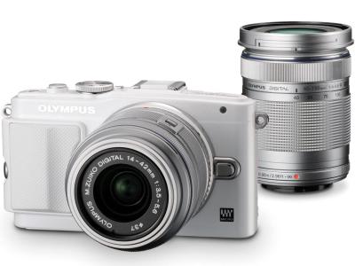 Olympus PEN E-PL6 Mirrorless 14-42mm and 40-150mm Lens - White