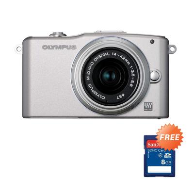 Olympus PEN E-PM1 Kit 14-42mm 2RK Silver Kamera Mirrorless + Memory Card 8 GB