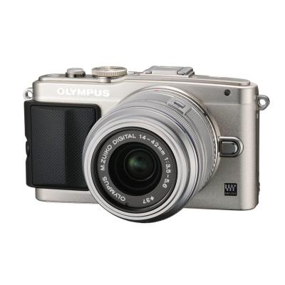 Olympus Pen E-PL6 Double Lensa Kit 14-42mm Silver Kamera Mirrorless + Lensa Kamera