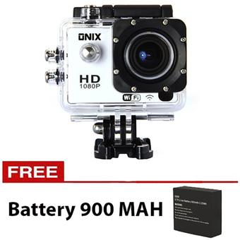 Onix Action Camera 1080p DV603D WIFI With Remote Control - 12MP - Putih + Gratis Battery 900 Mah  