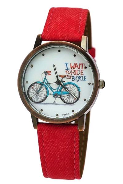 Ormano Fashion Fun Bicycle Jam Tangan Unisex - Red