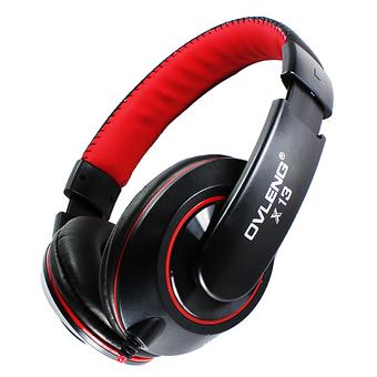 Ovleng X13 Fashion 3.5mm Audio Jack Stereo Headphone w/ Mic for Smart Phone / iPod / Computer - Black + Red  