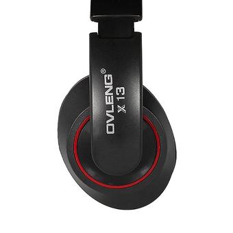 Ovleng X13 Fashion 3.5mm Audio Jack Stereo Headphone w/ Mic for Smart Phone / Ipod / Computer - (Black + Red) (Intl)  