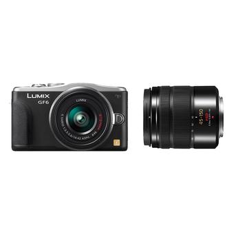Panasonic LUMIX DMC GF6 W Black with VARIO 14-42mm II + 45-150mm Lens Kit Black  