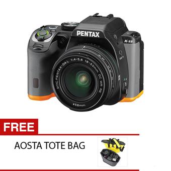 Pentax KS-2 18-50 - 20 MP - Hitam-Orange + Gratis Aosta Tote Bag  
