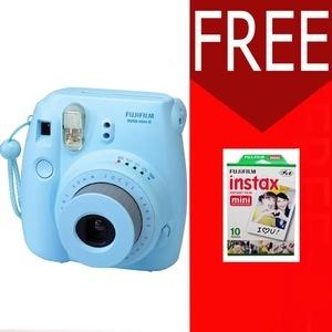 Promo Fujifilm Instax Camera Mini 8 8S BIRU FREE 1 Film Polos BIRU