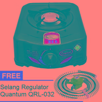 Quantum Kompor Gas 1 Tungku QGC 101R - Hitam + Gratis Quantum Selang Regulator QRL-032  