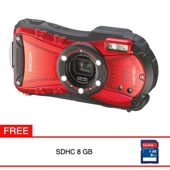 Ricoh WG-20 - Hitam Merah + Free SDHC 8 GB  