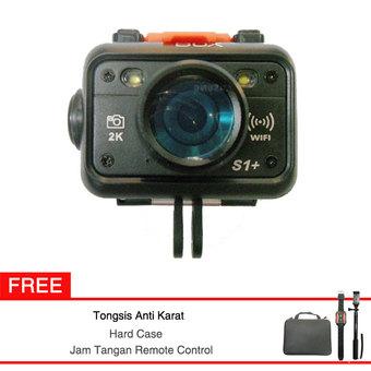 S Box Action Camera S1+ - Hitam Free Tongsis + Hardcase dan Jam Tangan Remote Control  