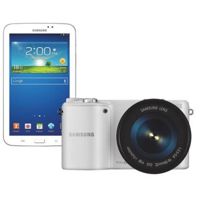 SAMSUNG Mirrorless Digital Camera NX2000 Kit1 + Samsung Galaxy Tab - White